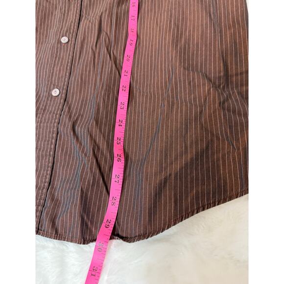 Bugatchi Brown Stripe Blue Iridescent Chameleon Color-Shift Button Down Shirt L - Picture 12 of 12